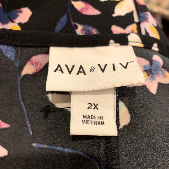 AVA & VIV WOMEN'S PLUS SIZE  BLACK FLORAL FIT & FLARE DRESS CAREER WORK WEAR - Picture 10 of 10